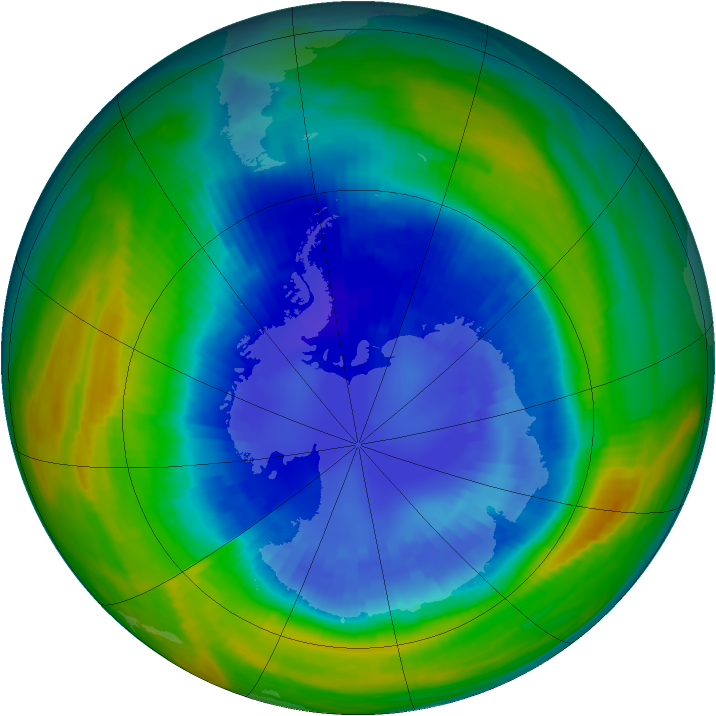 Antarctic ozone map for 04 September 1990